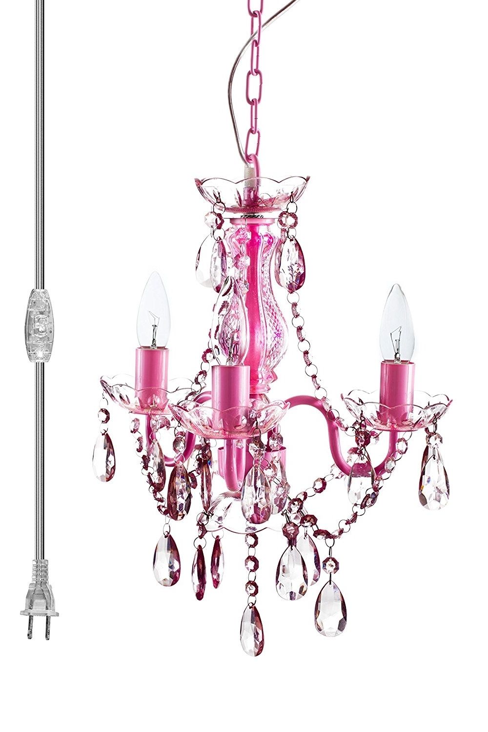 Preferred The Original Gypsy Color 3 Light Mini Plug In Pink Chandelier For Inside Small Gypsy Chandeliers (View 12 of 15)