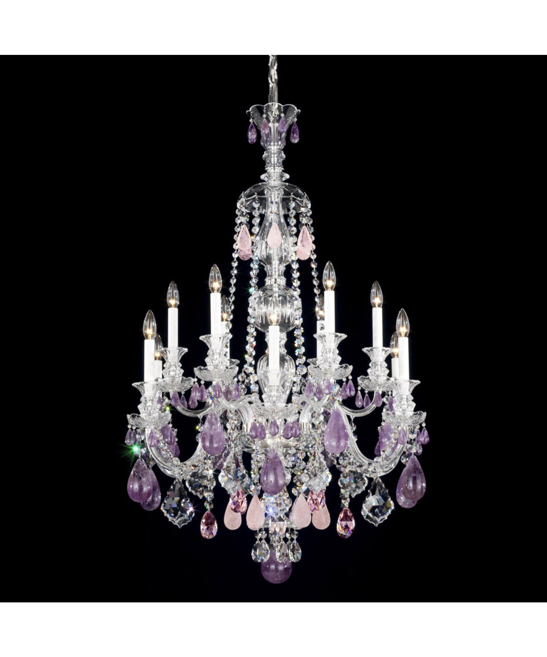 Purple Crystal Chandeliers Intended For Most Recent Schonbek 5508 Hamilton Rock Crystal 30 Inch Wide 12 Light Chandelier (View 1 of 15)