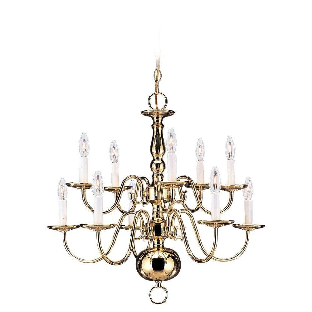 Sea Gull Lighting Traditional 10 Light Polished Brass Chandelier For Well Known Traditional Brass Chandeliers (View 1 of 15)