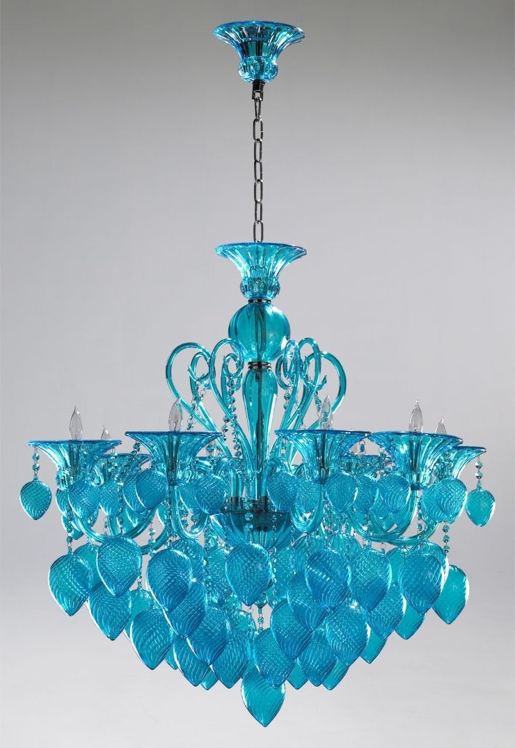 Featured Photo of Top 15 of Turquoise Blue Glass Chandeliers