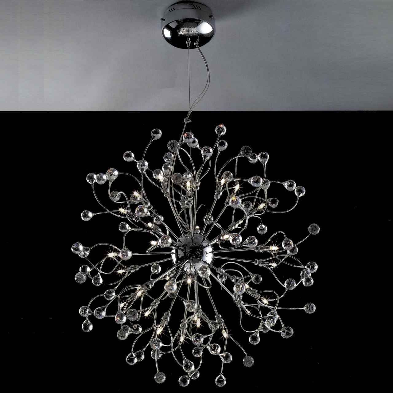 Trendy Modern Chrome Chandeliers Inside Brizzo Lighting Stores. 30" Sfera Modern Crystal Round Chandelier (Photo 1 of 15)