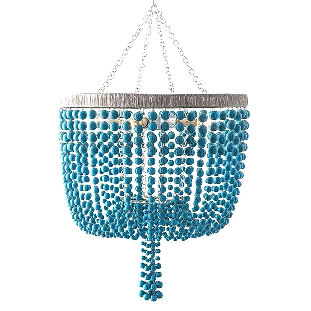 Turquoise Beaded Chandelier Light Fixtures For Best And Newest Chandeliers Design : Awesome Turquoise Chandelier Light Fixture With (Photo 5 of 15)