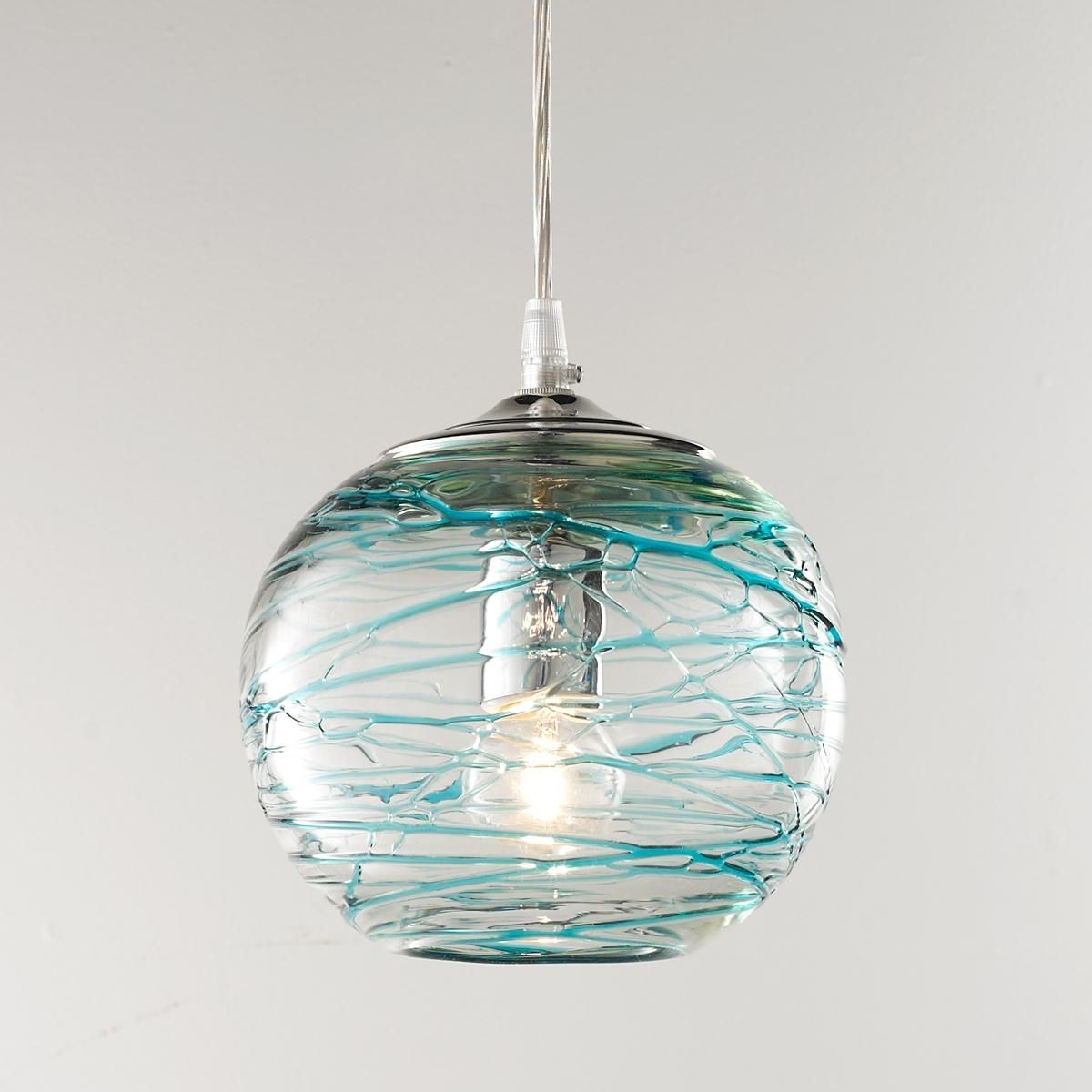 Turquoise Pendant Chandeliers With Favorite Swirling Glass Globe Pendant Light (Photo 1 of 15)