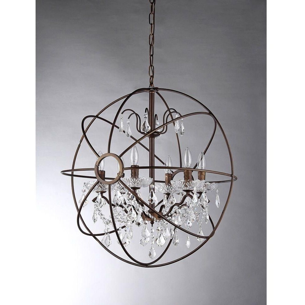 Warehouse Of Tiffany Edwards 6 Light Antique Bronze Sphere Crystal With Well Known Sphere Chandelier (Photo 1 of 15)