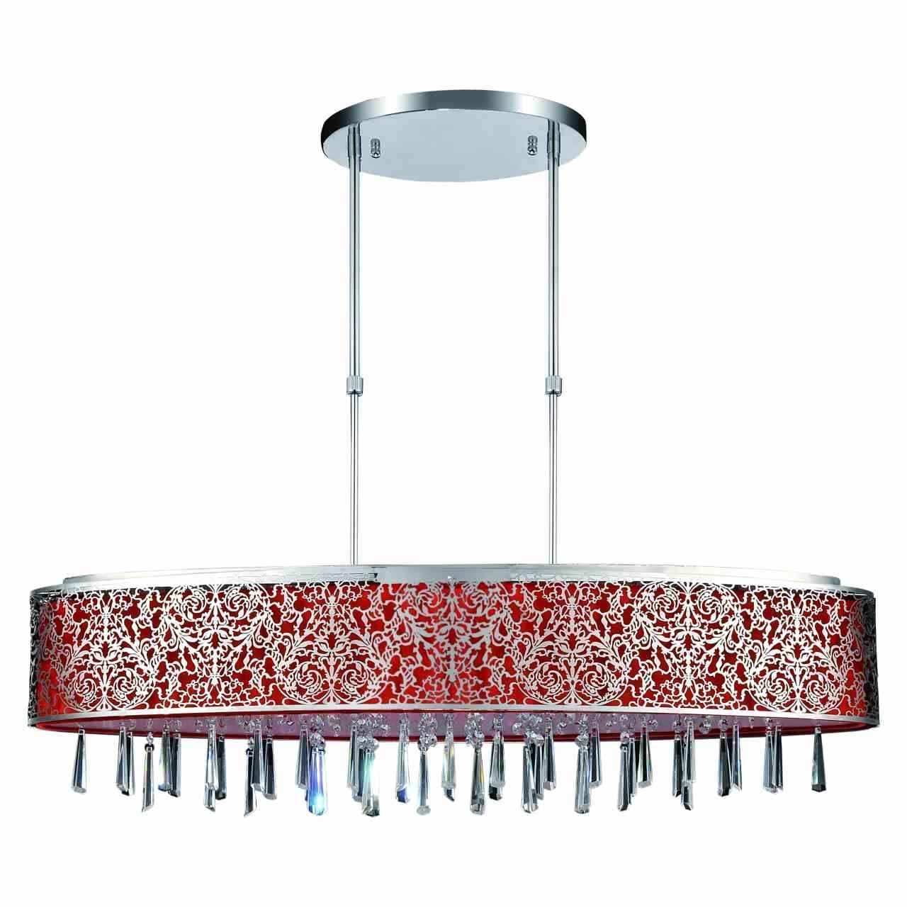 Well Known Brizzo Lighting Stores. 38" Drago Modern Crystal Oval Linear Pendant Regarding Modern Red Chandelier (Photo 8 of 15)