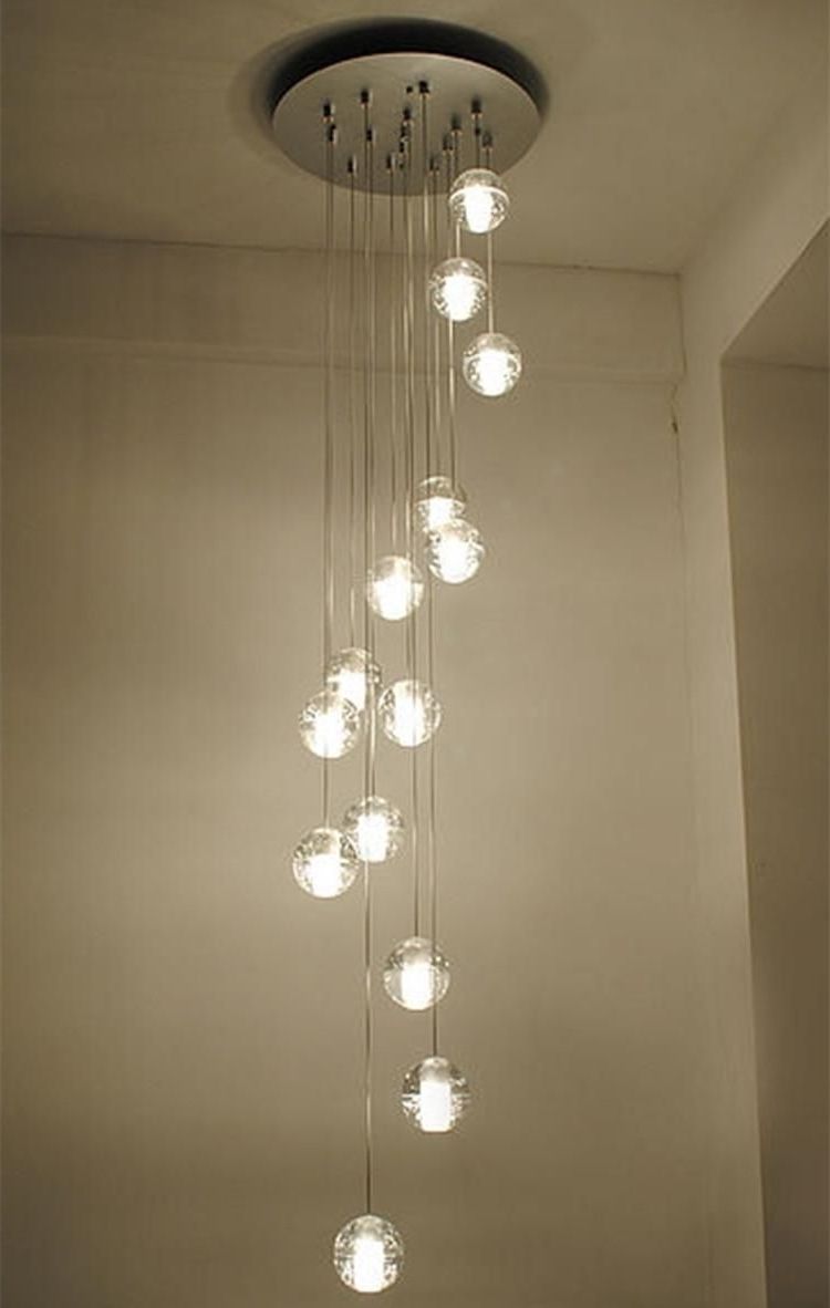 Well Liked Modern Stairwell Led Chandelier Lighting Large Bubble Crystal Ball Throughout Long Chandelier (Photo 6 of 15)