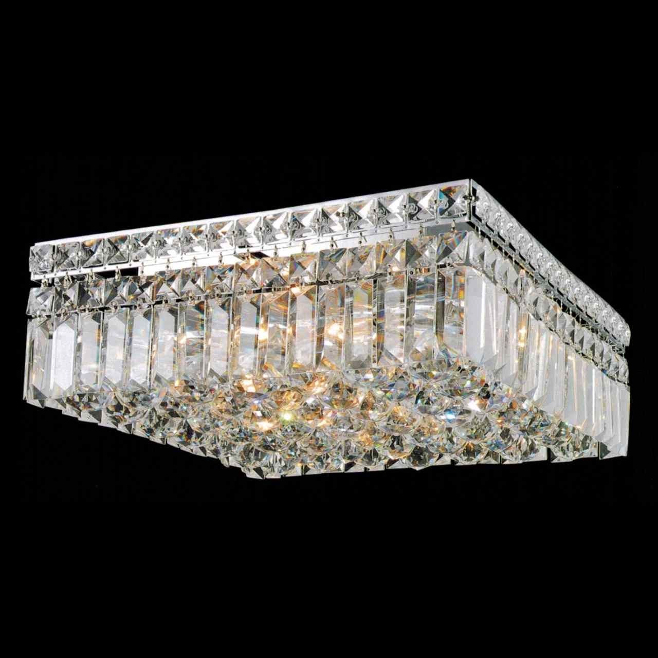 Widely Used Flush Chandelier Pertaining To Brizzo Lighting Stores. 14" Bossolo Transitional Crystal Square (Photo 1 of 15)