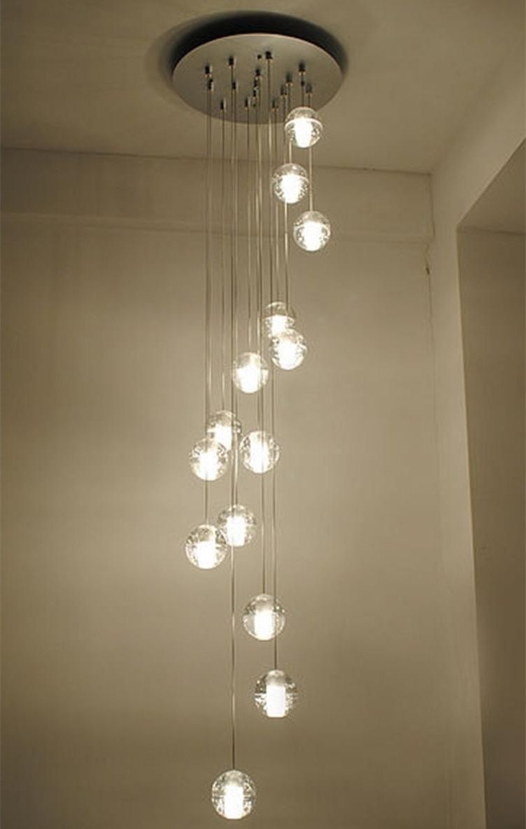 Widely Used Stairwell Chandelier In Modern Stairwell Led Chandelier Lighting Large Bubble Crystal Ball (Photo 1 of 15)