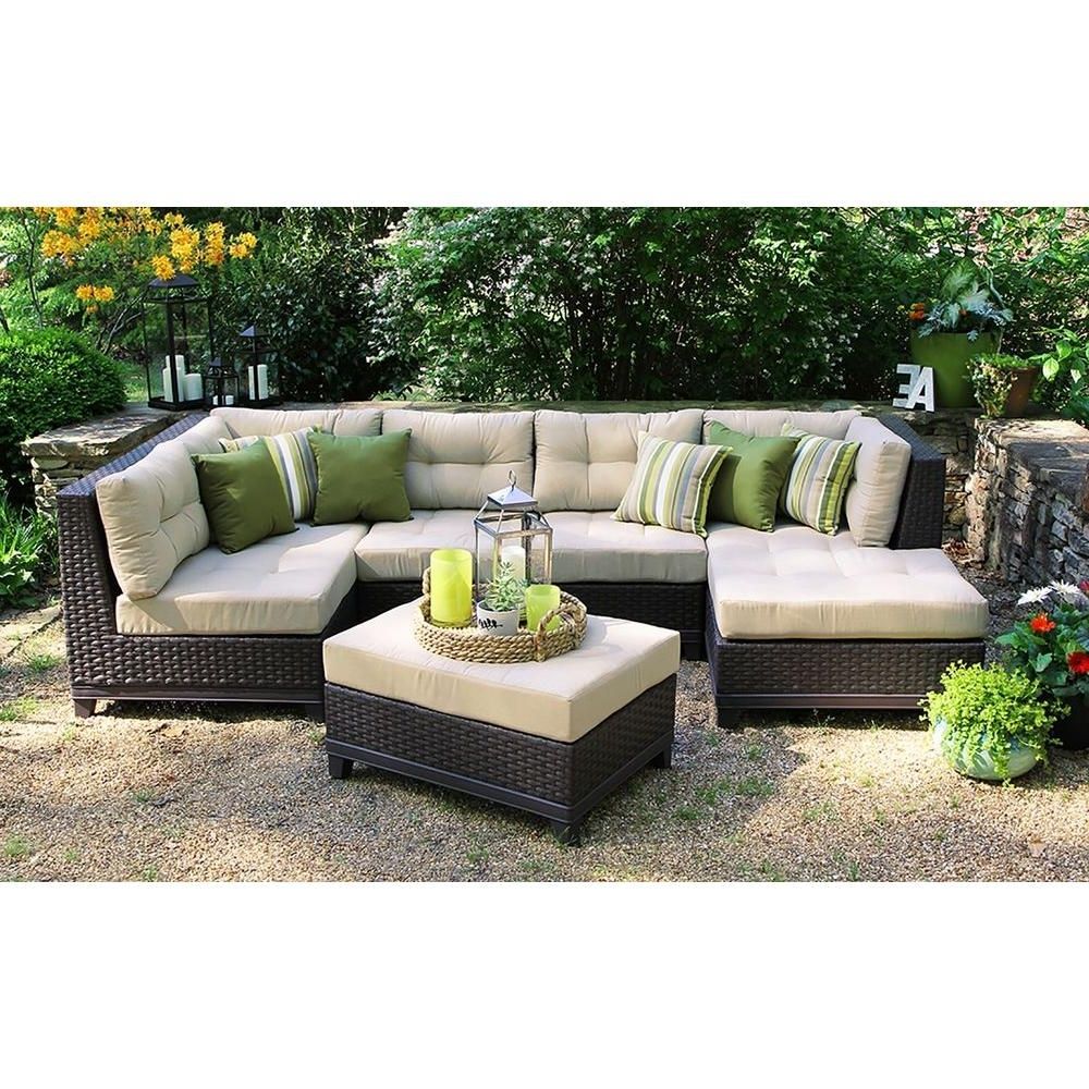 Ae Outdoor Hillborough 4 Piece All Weather Wicker Patio Sectional With Recent Conversation Patio Sets With Outdoor Sectionals (View 1 of 15)