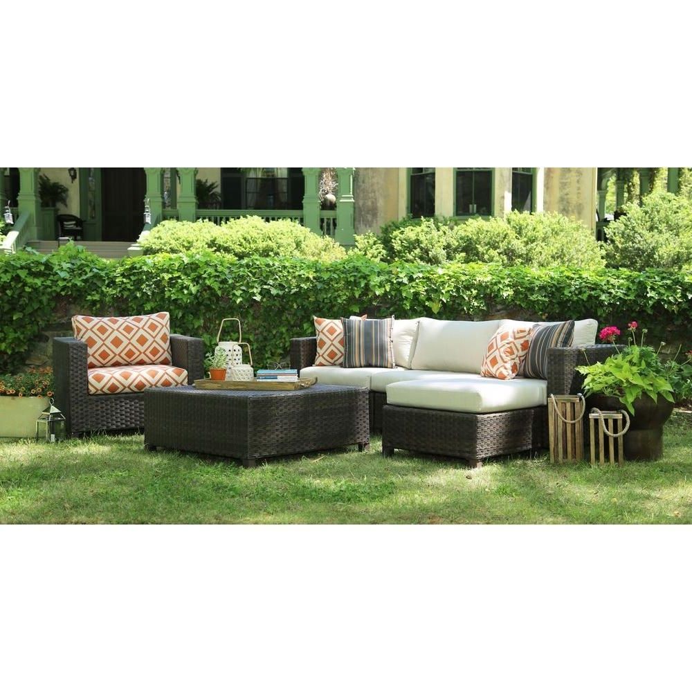 Favorite Patio Conversation Sets With Sunbrella Cushions Pertaining To Ae Outdoor Biscayne 4 Piece Patio Deep Seating Set With Sunbrella (Photo 1 of 15)