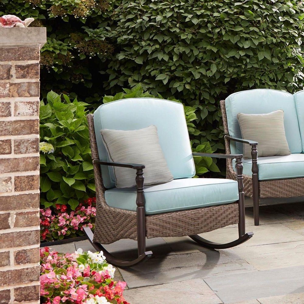 Hampton Bay Rocking Patio Chairs With Newest Home Decorators Collection Bolingbrook Rocking Wicker Outdoor Patio (Photo 1 of 15)