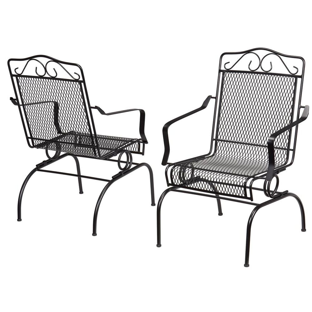 Iron Rocking Patio Chairs With Famous Hampton Bay Nantucket Rocking Metal Outdoor Dining Chair (2 Pack (Photo 1 of 15)