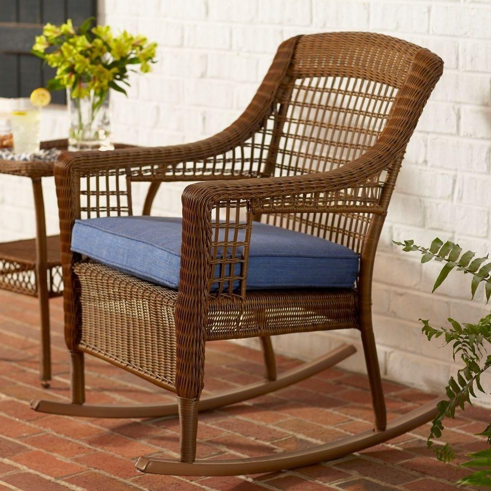 Latest Hampton Bay Spring Haven Brown All Weather Wicker Outdoor Patio With Rocking Chairs At Home Depot (View 14 of 15)