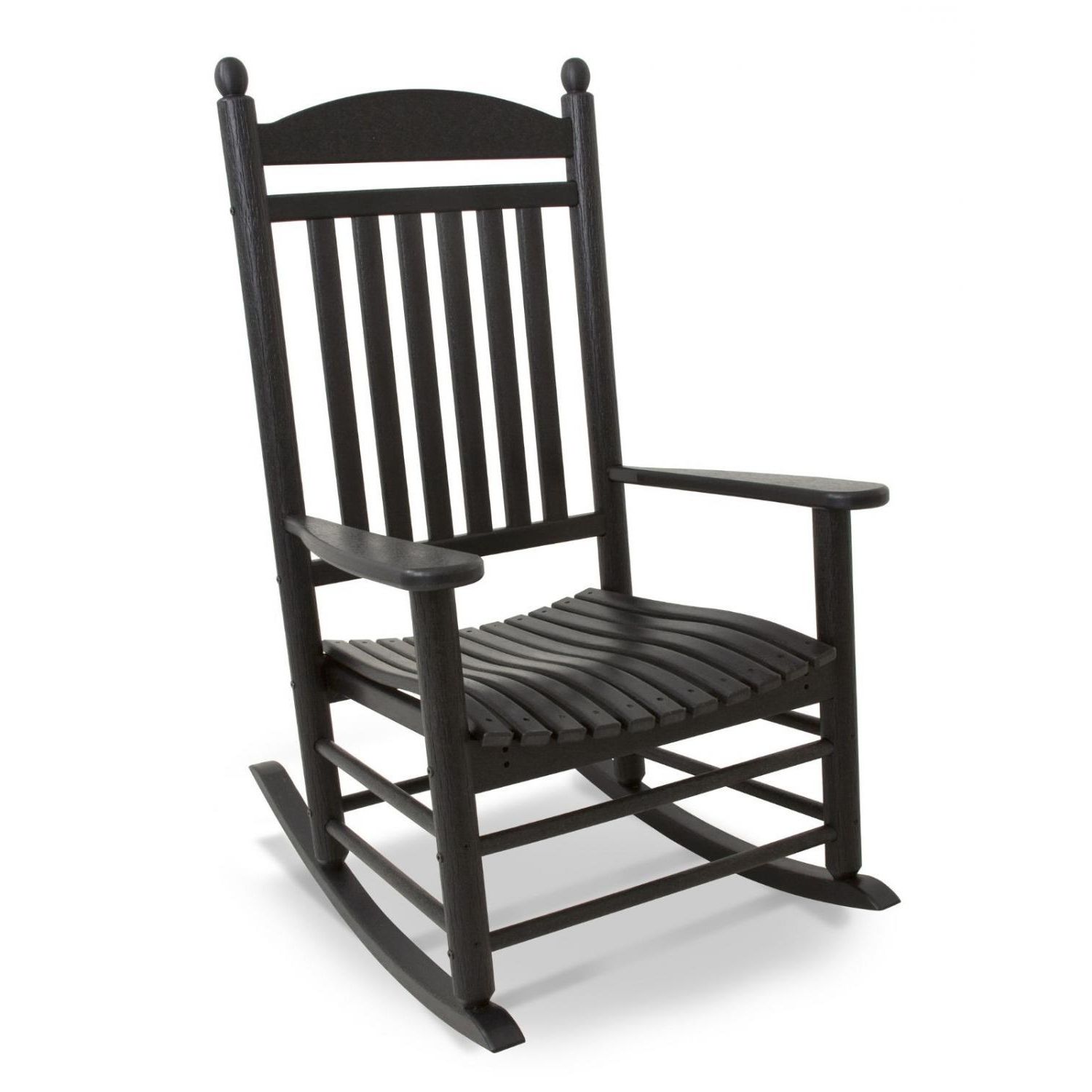 Latest Wooden Patio Rocking Chairs For Polywood Jefferson 3 Piece Recycled Plastic Wood Patio Rocking Chair (View 12 of 15)
