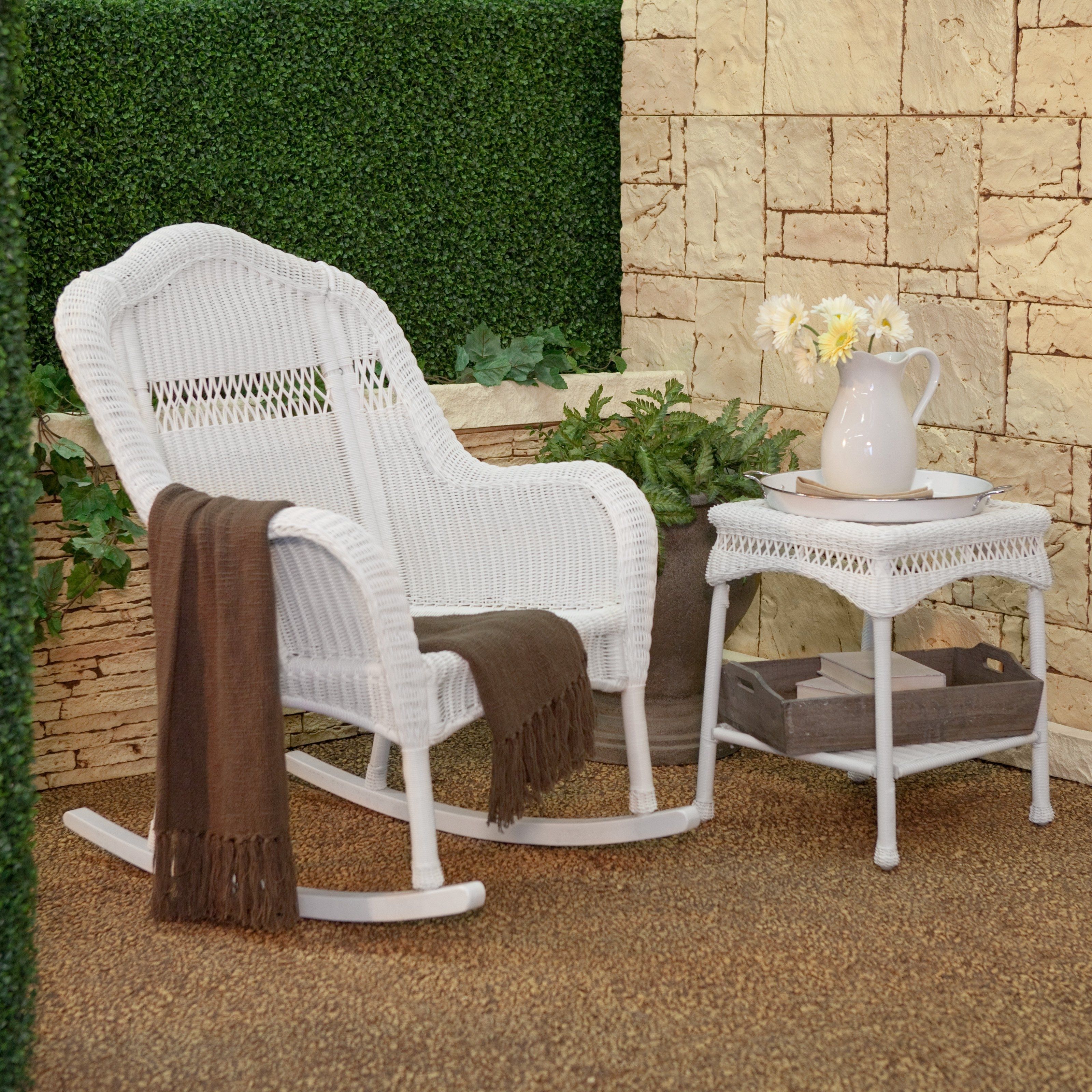 Outdoor Wicker Rocking Chairs With Cushions Within Well Known Coral Coast Casco Bay Resin Wicker Rocking Chair With Cushion Option (View 5 of 15)