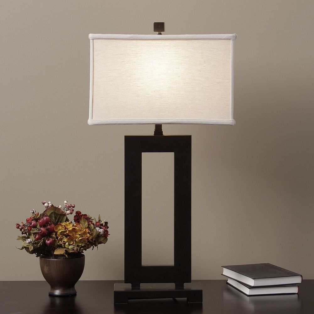 Overstock Living Room Table Lamps Pertaining To Favorite Mocha Metal Table Lamp With Cream Shade (View 1 of 15)