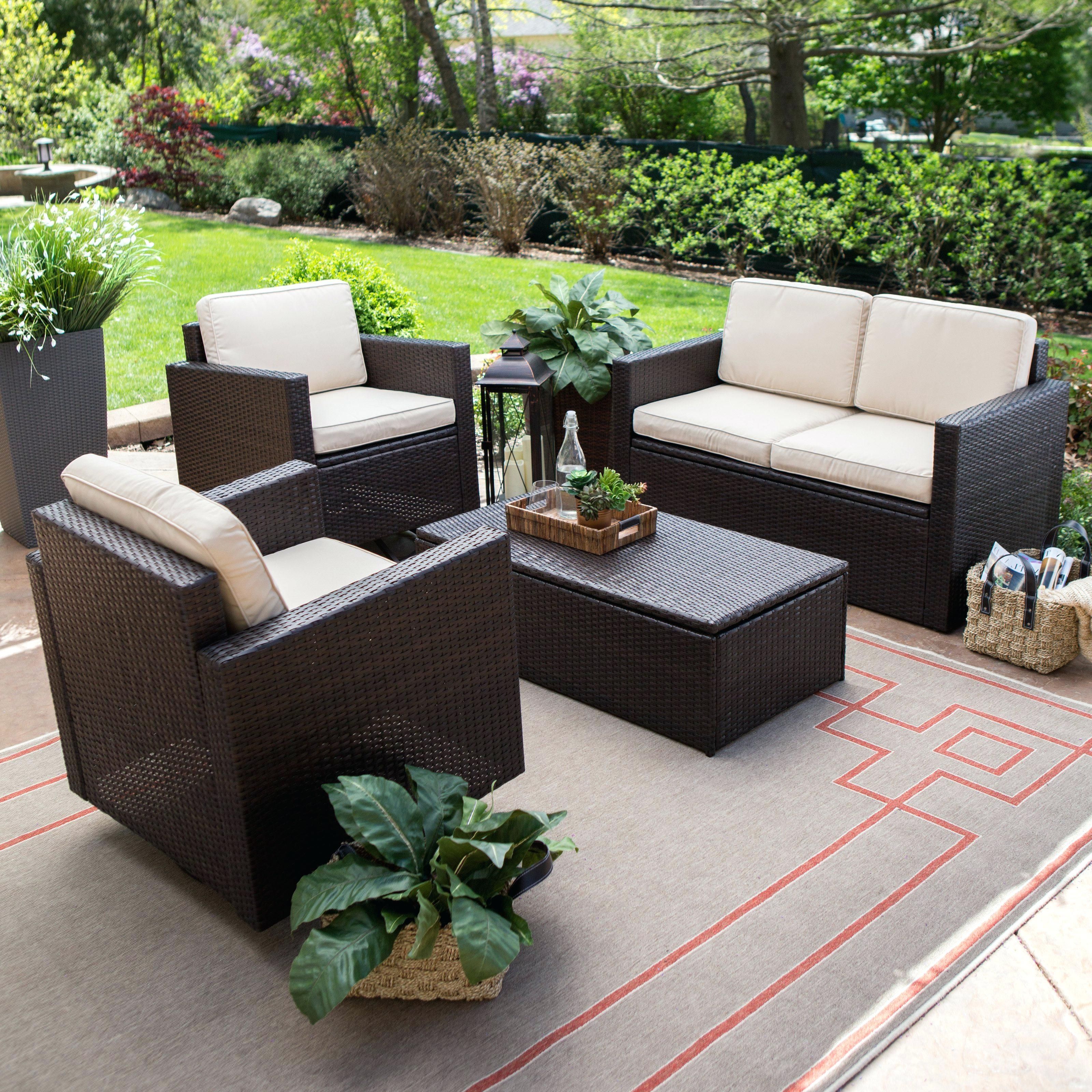 Patio Conversation Sets Coral Coast Wicker 4 Piece Conversation Set With Latest Patio Conversation Set With Storage (View 1 of 15)
