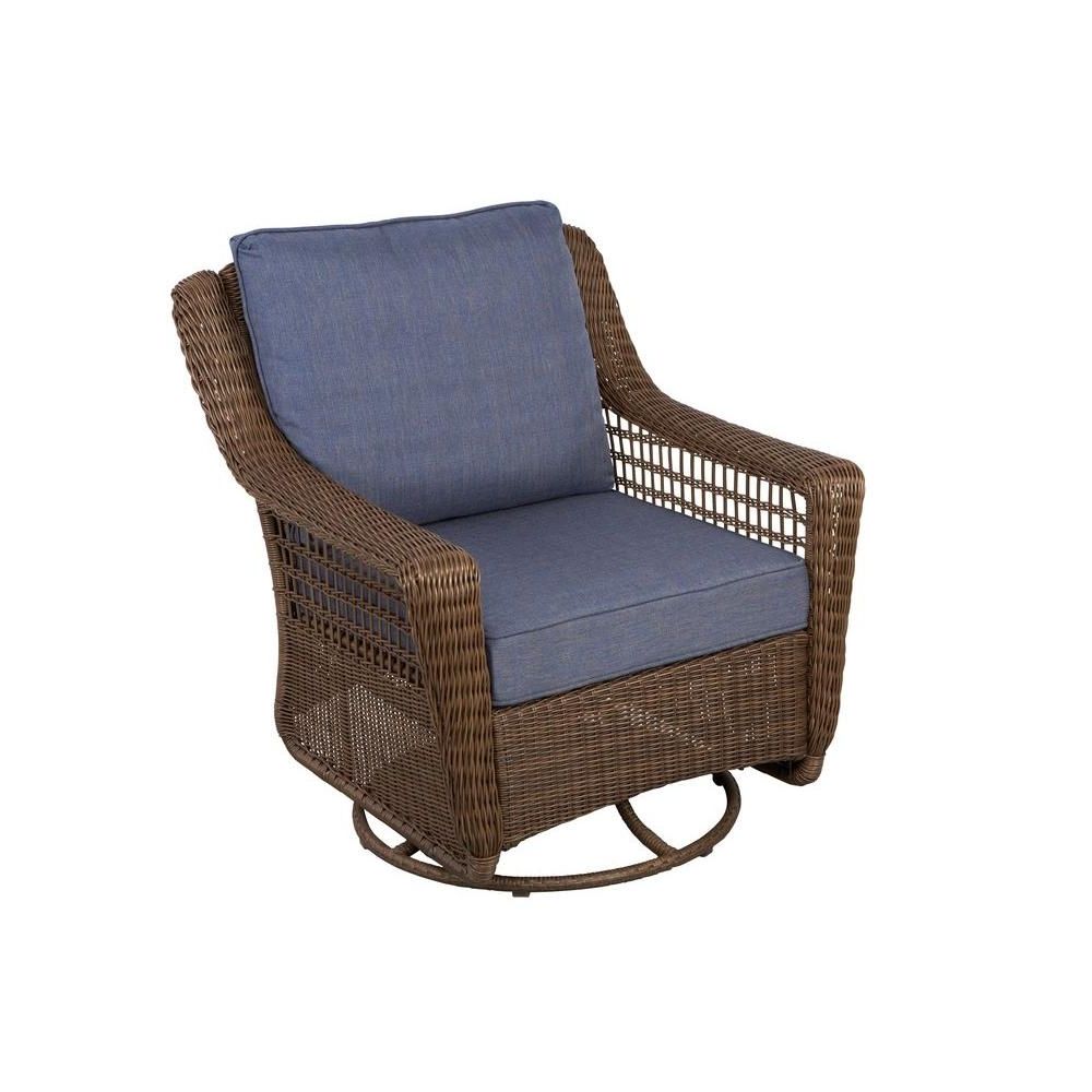 Patio Rocking Swivel Chairs Inside Most Up To Date Hampton Bay Spring Haven Brown All Weather Wicker Outdoor Patio (View 2 of 15)