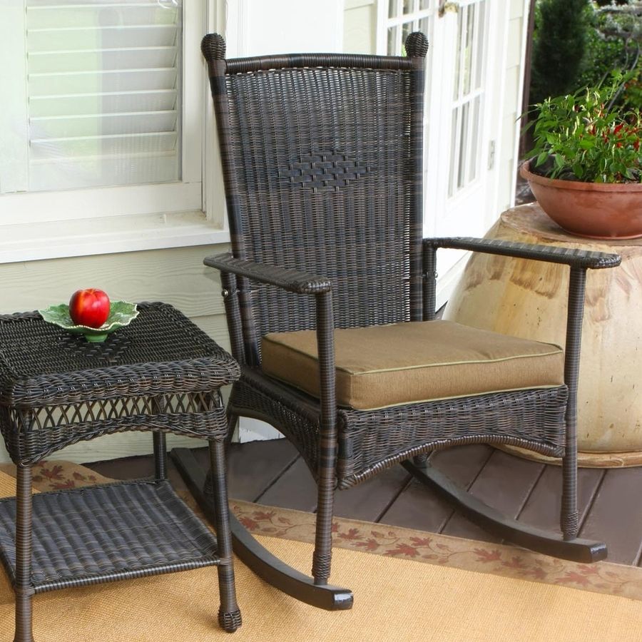 Rattan Outdoor Rocking Chairs Pertaining To Trendy Shop Tortuga Outdoor Portside Wicker Rocking Chair With Khaki (View 1 of 15)