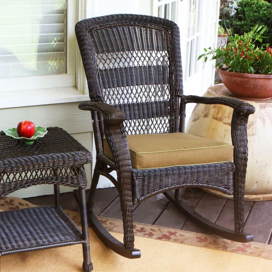 Recent Outdoor Wicker Rocking Chairs With Cushions Inside Shop Tortuga Outdoor Portside Wicker Rocking Chair With Khaki (View 1 of 15)