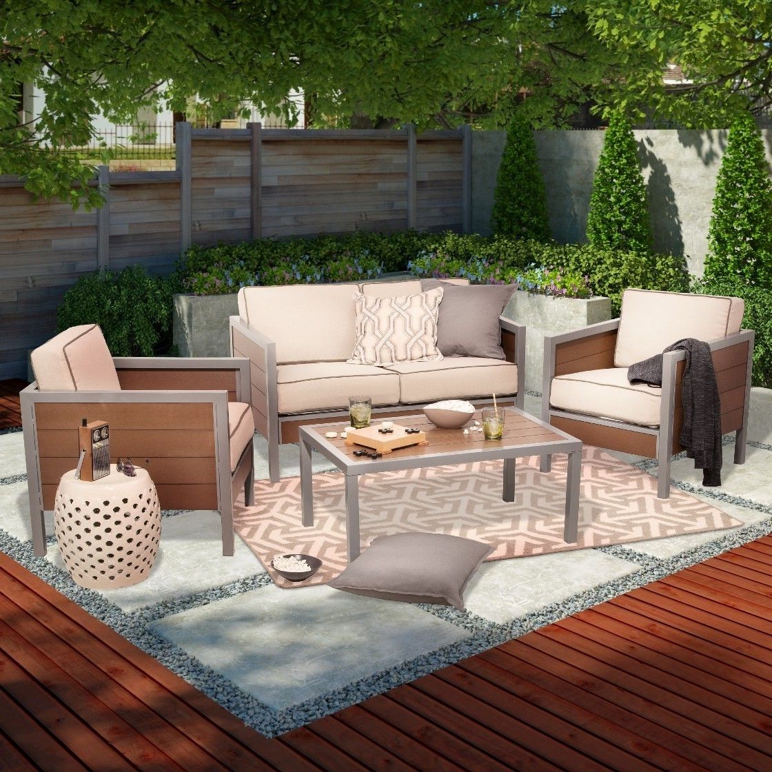 Recent Target Patio Furniture Conversation Sets Intended For 849. On Sale At Target..threshold  Bryant 4 Piece Faux (Photo 14 of 15)