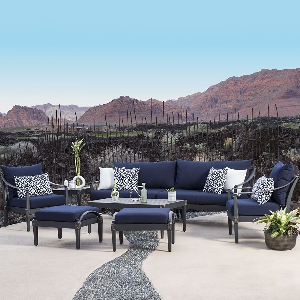 Sensational Astoria Collection Outdoor Furniture 5Pc Club Chair Set Intended For Best And Newest Blue Patio Conversation Sets (View 1 of 15)