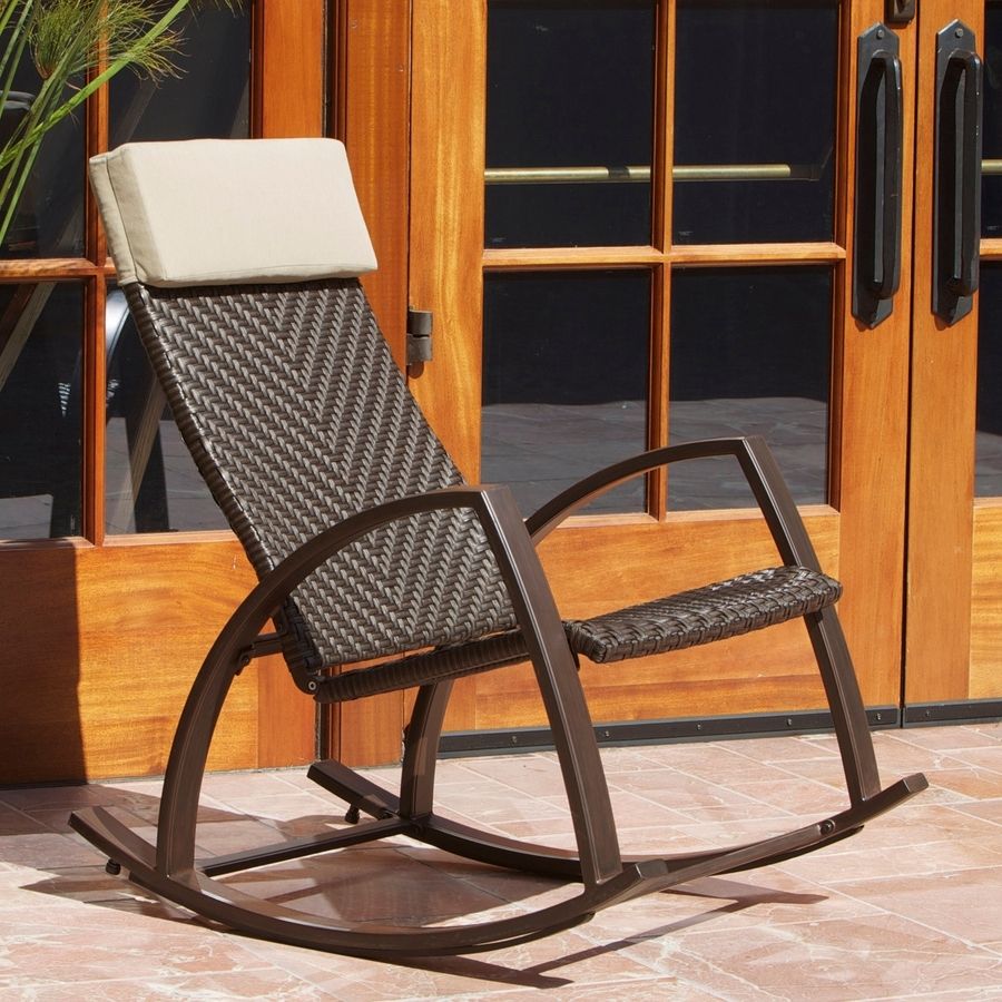 Shop Rst Outdoor Espresso Aluminum Woven Seat Outdoor Rocking Chair With Regard To Recent Aluminum Patio Rocking Chairs (View 1 of 15)