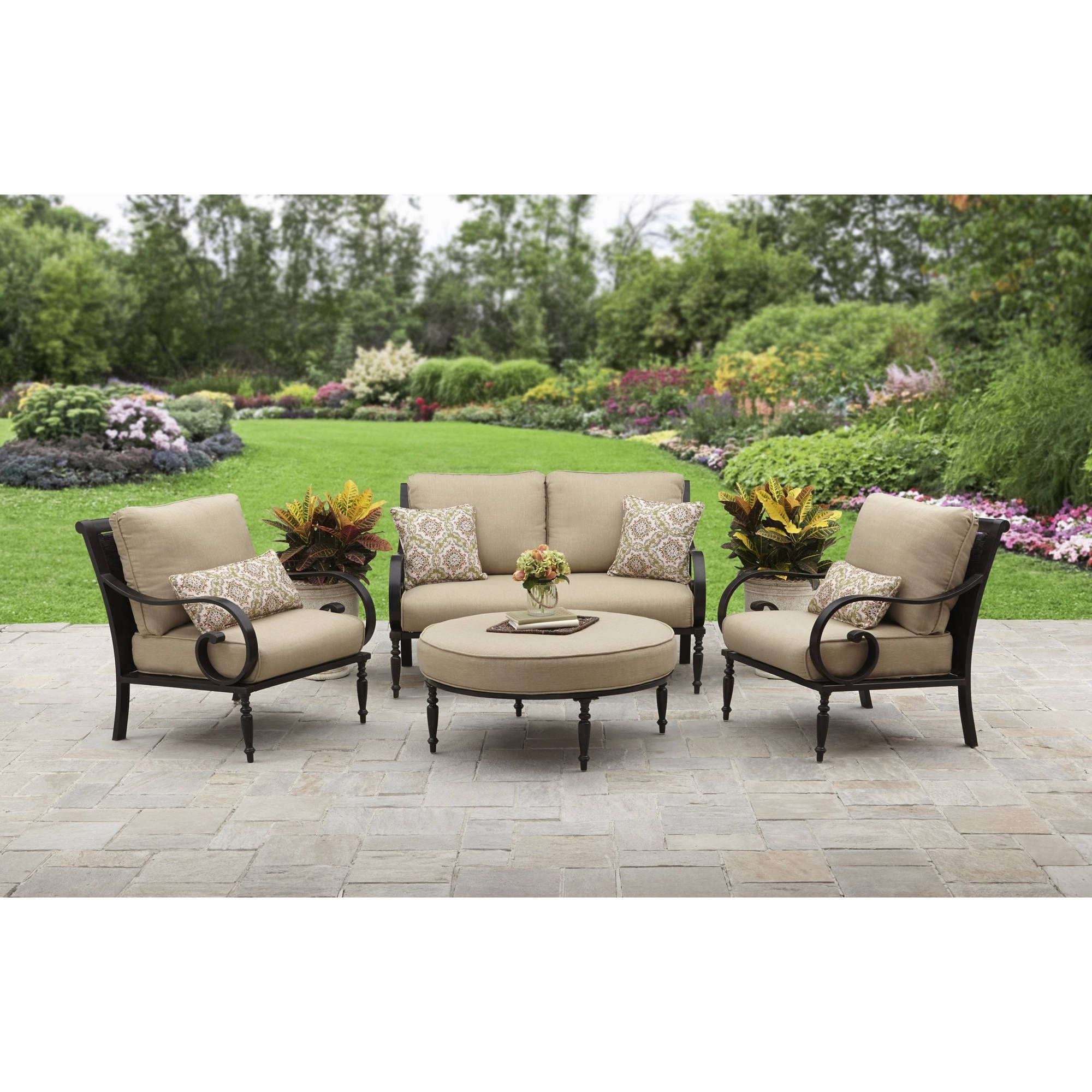 Walmart Patio Furniture Conversation Sets Regarding Fashionable Better Homes And Gardens Englewood Heights Ii Aluminum 4 Piece (Photo 1 of 15)