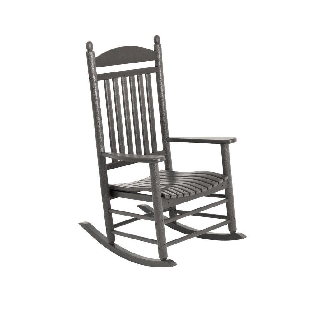White Resin Patio Rocking Chairs With Regard To Most Current Polywood Jefferson Slate Grey Patio Rocker J147Gy – The Home Depot (View 14 of 15)