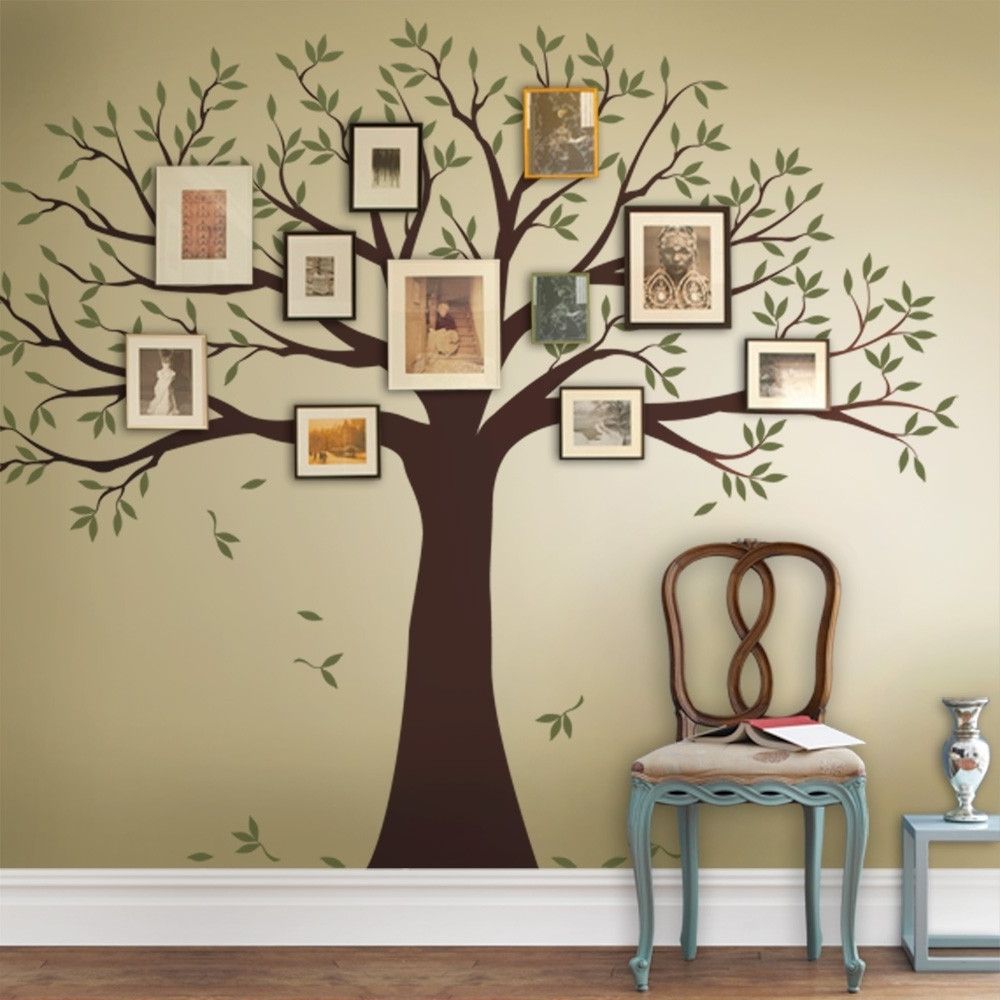 2017 Family Tree Wall Art In Family Tree Decal – Two Colors – Wall Decals – Scheme A (Photo 1 of 15)