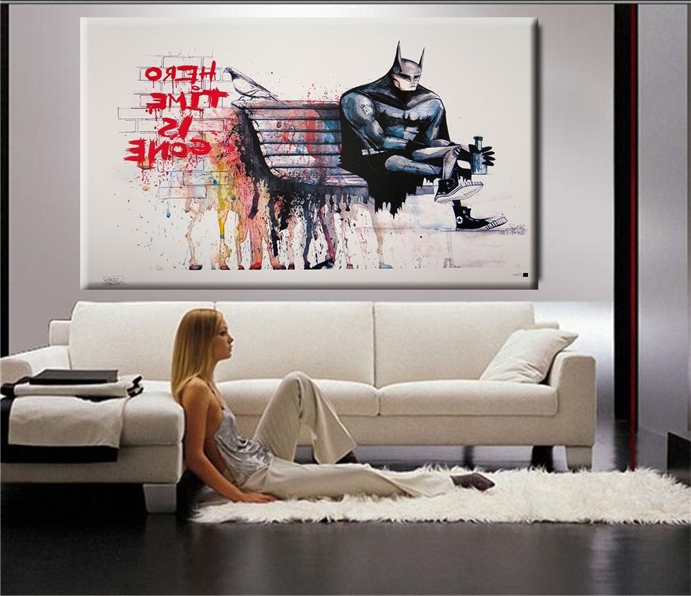 2017 Huge Wall Art For Banksy Hero Time Is Gone Canvas Art Print Home Huge Canvas Painting (Photo 1 of 15)