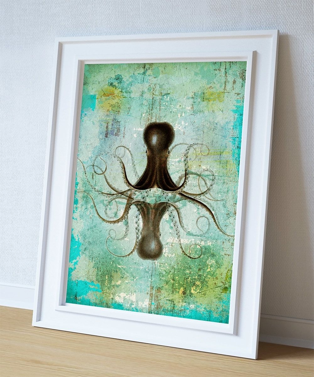 2017 Octopus Wall Art With Regard To Octopus Art Print Sea Squid Vintage Nautical Decor Ocean Wall Art (View 14 of 15)