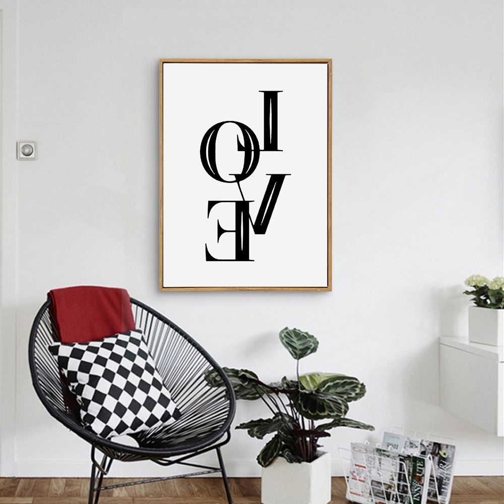 2018 Love Wall Art Within Love Wall Art Scandinavian Poster Typography Art Love Black & White (View 8 of 15)