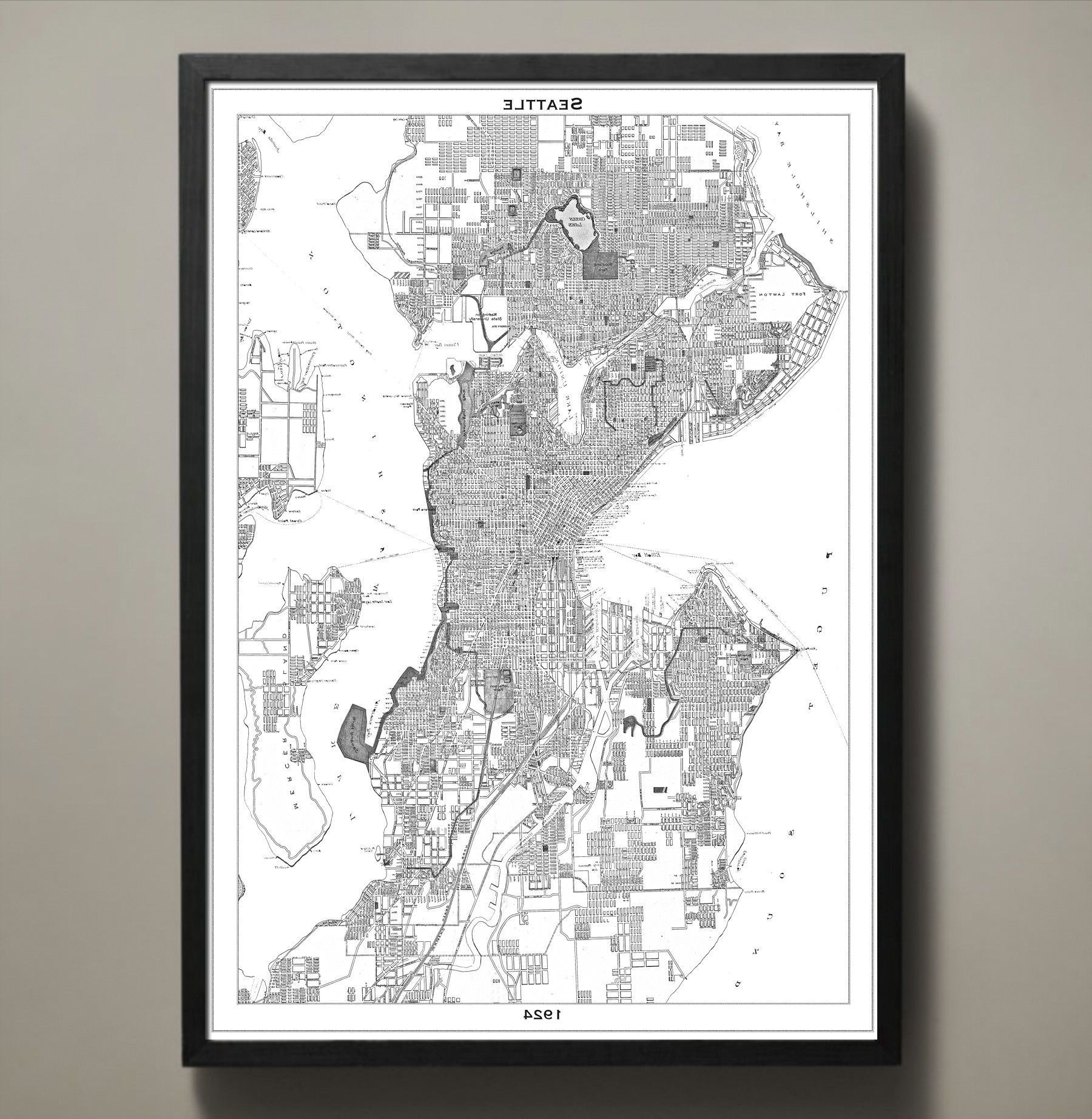 2018 Seattle Map Wall Art Within Map Print, Seattle (Photo 1 of 15)