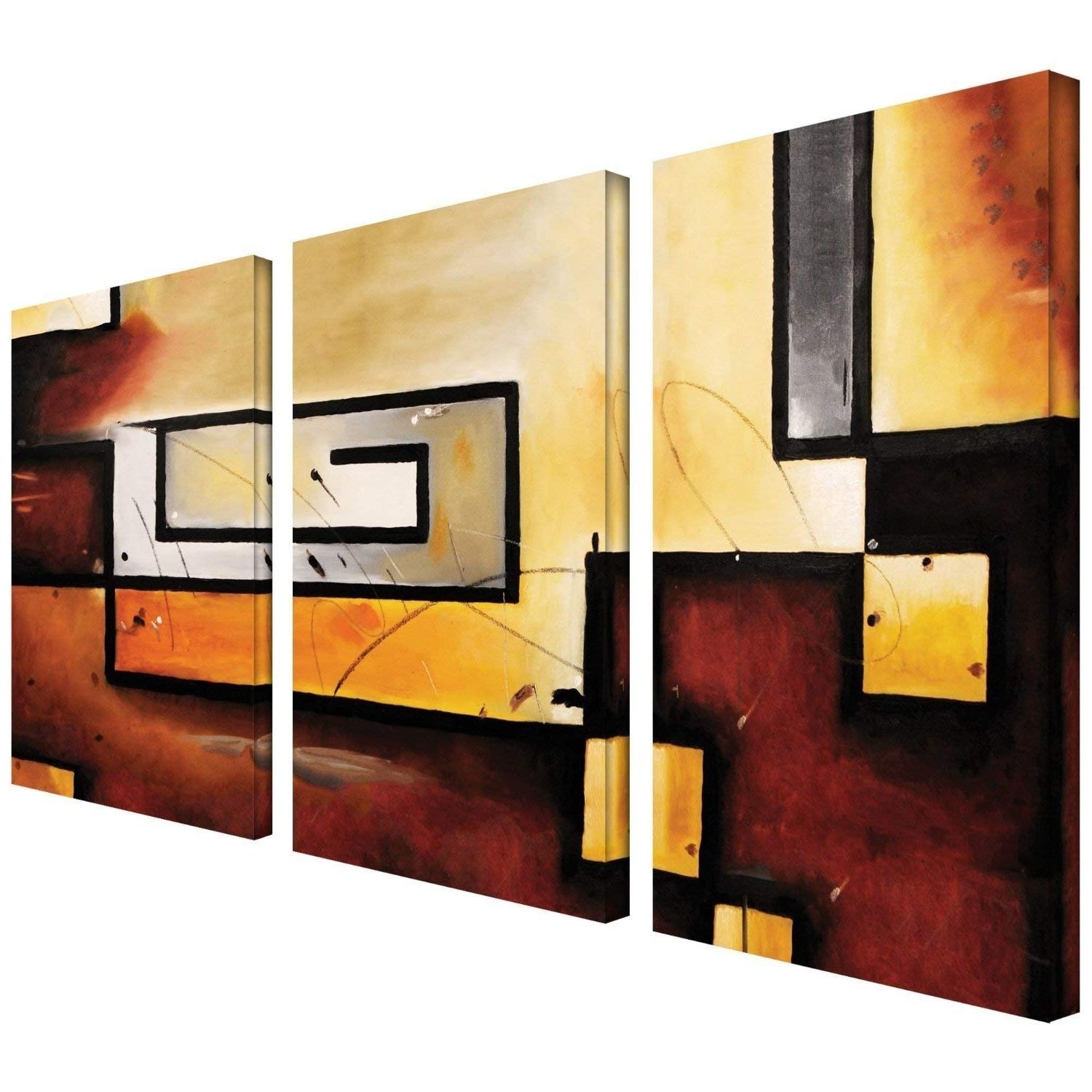 Amazon: Art Wall 3 Piece Abstract Modern Gallery Wrapped Canvas Throughout Fashionable 3 Piece Wall Art (View 8 of 15)