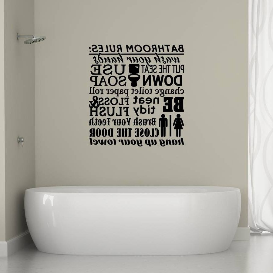 Bathroom Rules Wall Art With Regard To Most Current Bathroom Rules Word Cloud Wall Stickermirrorin (Photo 5 of 15)