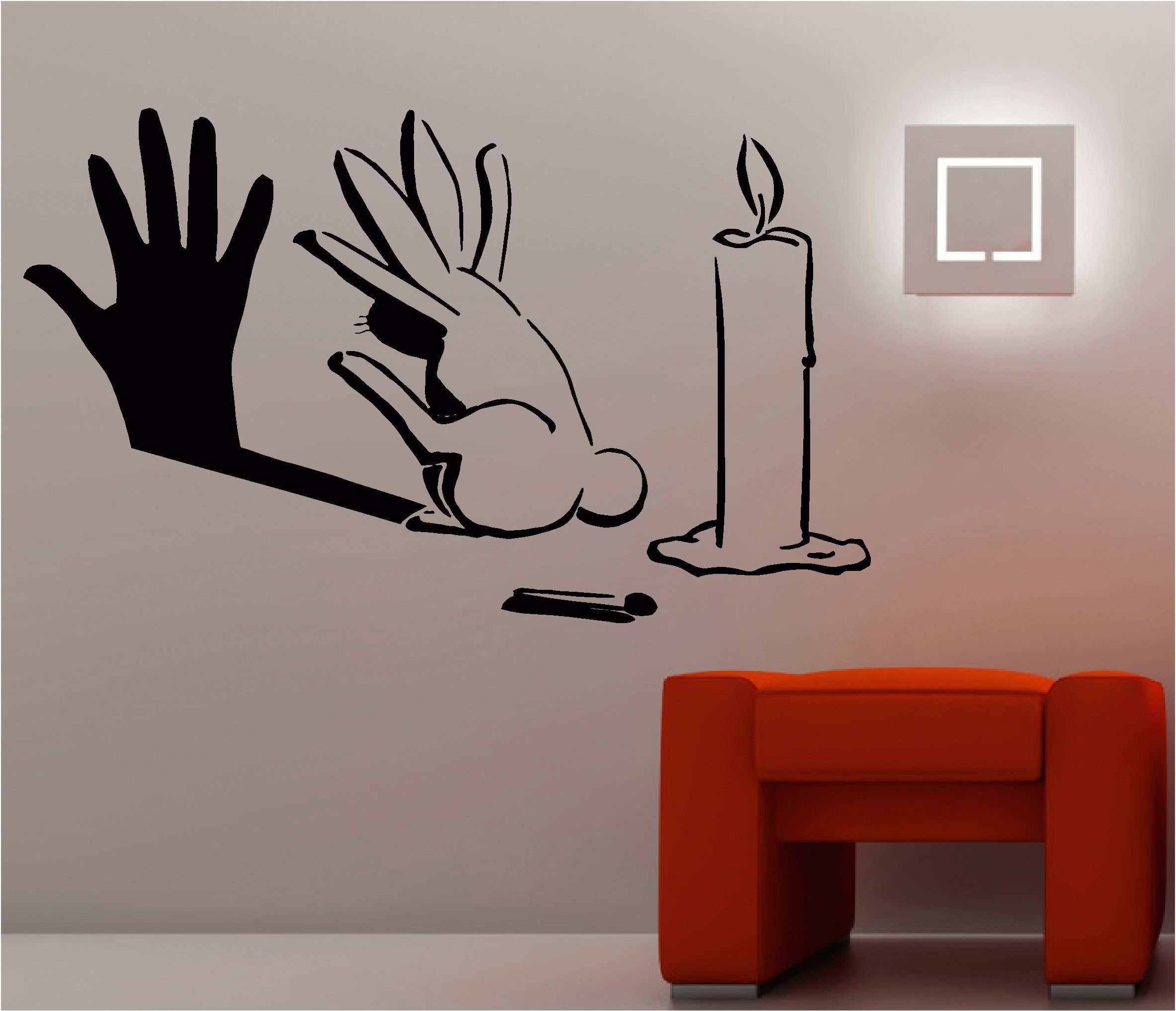 Bedroom Wall Art Within Widely Used Rabbit Shadow Graffiti Wall Art Sticker Lounge Bedroom Kitchen (View 7 of 15)