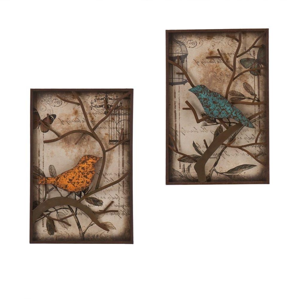 Best And Newest Wall Art Sets Pertaining To Southern Enterprises 16 In. X 24 In. Bird Decorative Wall Panel Set (Photo 14 of 15)