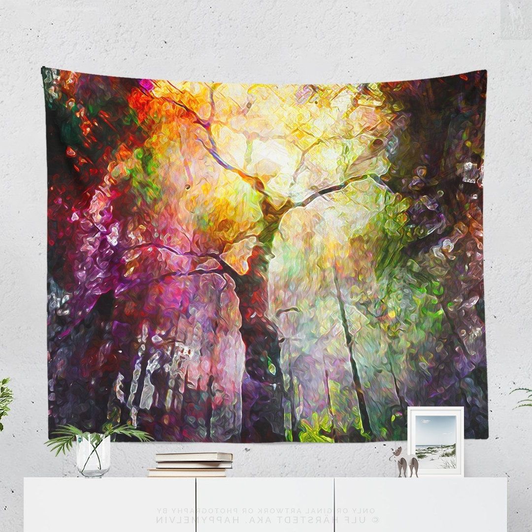Best And Newest Wall Tapestry With Colorful Forest Artwork Print, Abstract Nature Intended For Colorful Wall Art (Photo 15 of 15)