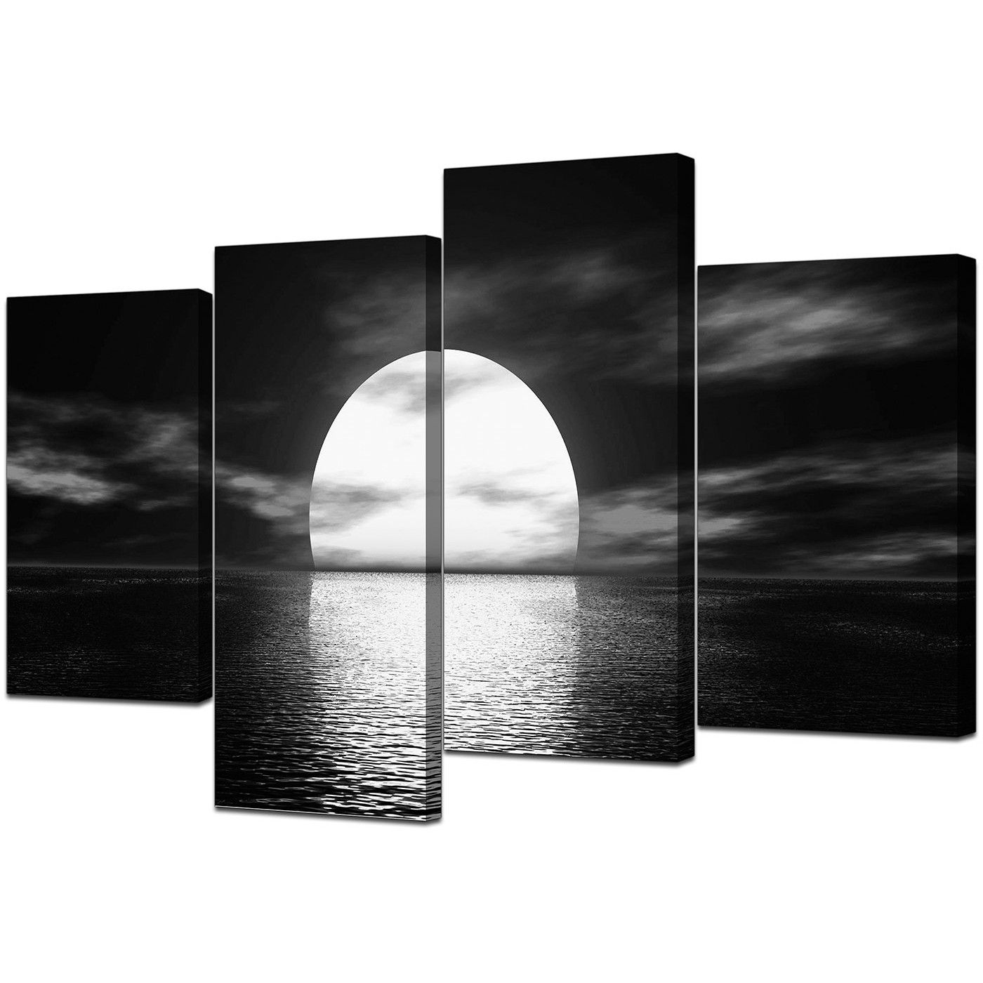 Black And White Canvas Wall Art With Most Recent Black And White Canvas – Ocean Sunset Canvas Wall Art (View 1 of 15)