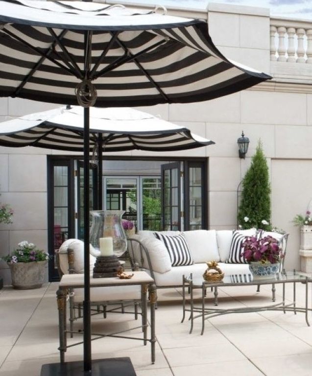 Black And White Patio Umbrellas Intended For Most Popular Interior (View 1 of 15)
