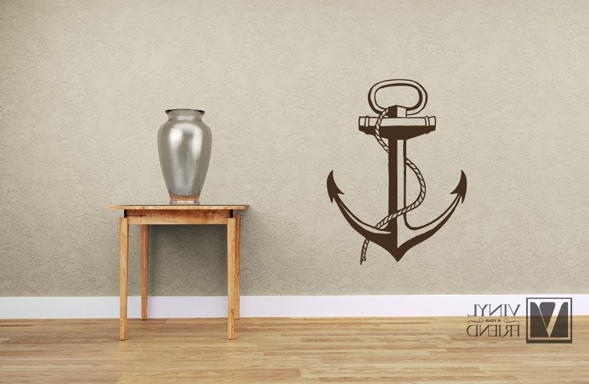 Boat Anchor Nautical Vinyl Wall Decor Art For A Sea Man Navy Ship Or Inside Popular Anchor Wall Art (View 5 of 15)