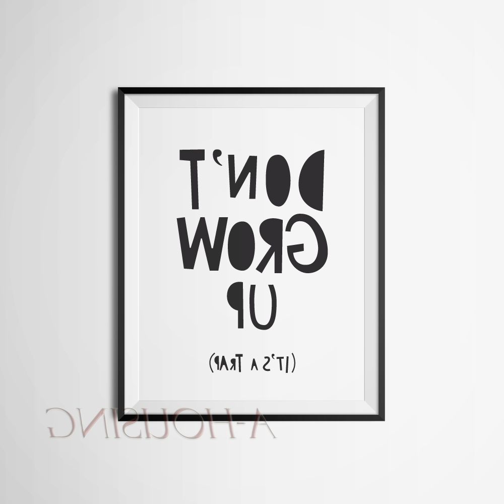 Cartoon Don T Grow Image On Canvas Wall Art Quotes – Prix Dalle Pertaining To Popular Canvas Wall Art Quotes (View 9 of 15)