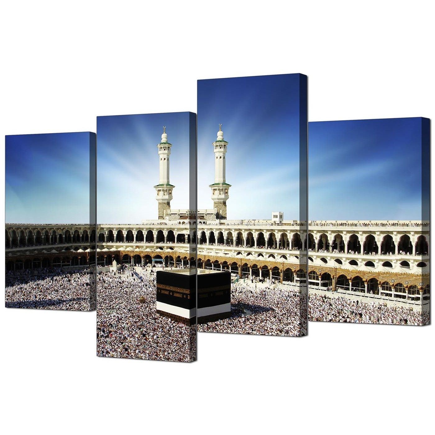 Cheap Canvas Wall Art Throughout Best And Newest Islamic Canvas Wall Art Of Kaaba Hajj In Mecca For Muslims – Set Of  (View 3 of 15)