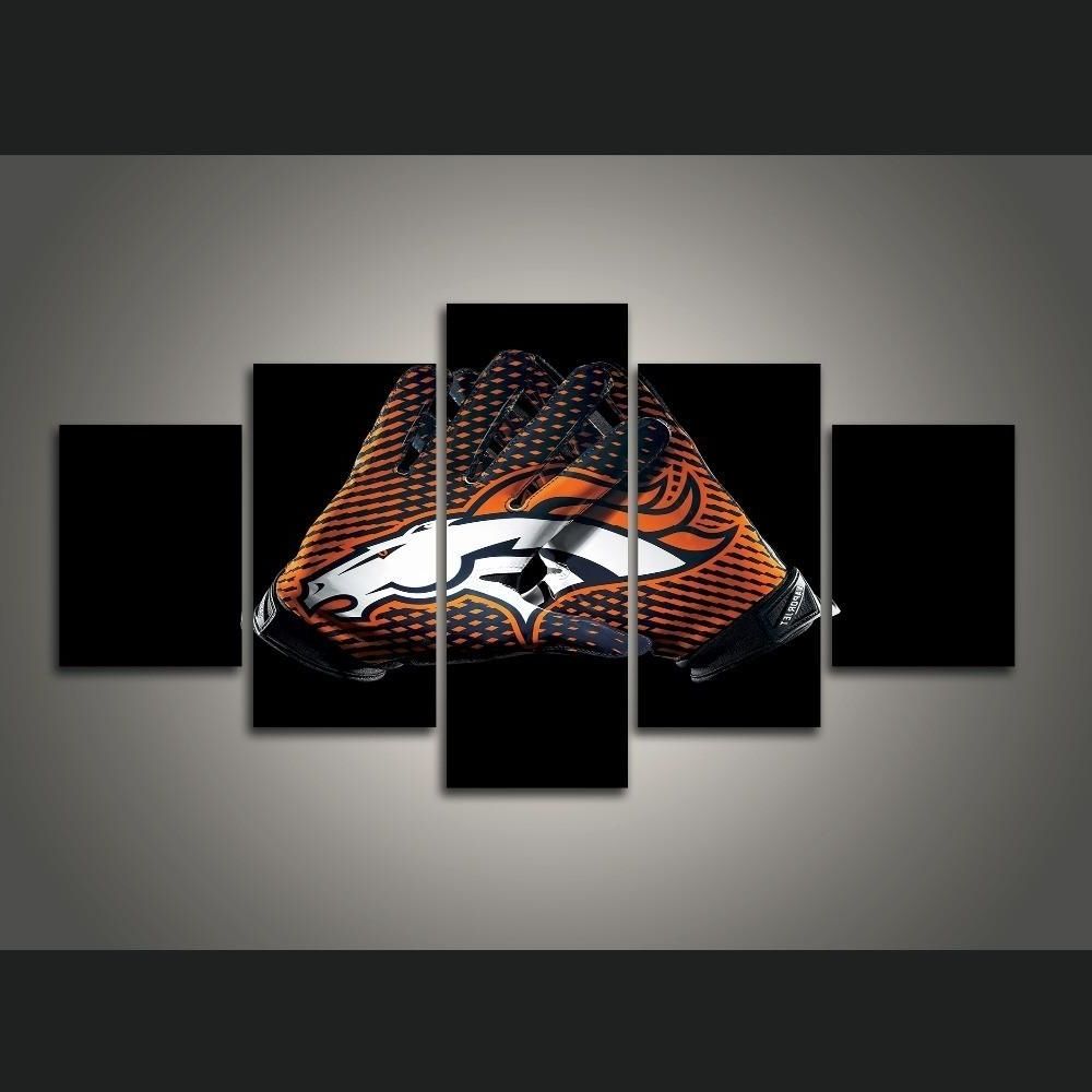 Denver Broncos Gloves Modern Home Wall Decor Painting Canvas Art With Well Known Broncos Wall Art (View 1 of 15)