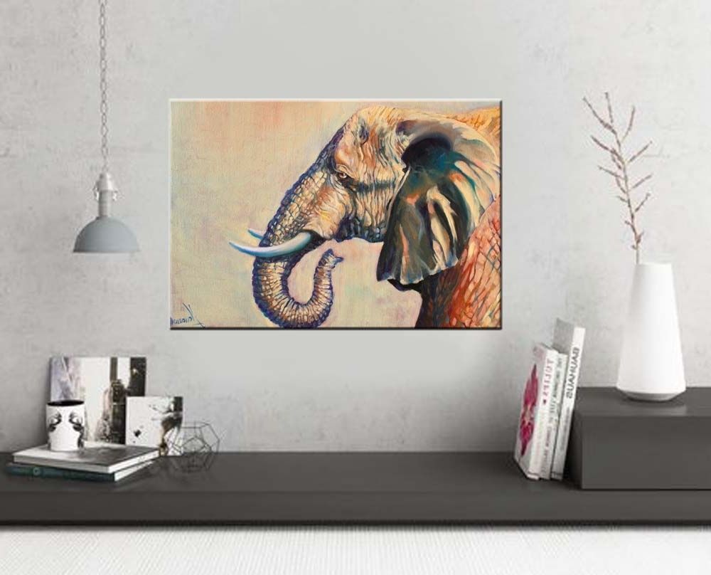 Elephant Wall Art "beautiful Giant" Wildlife Art – Art Studio Pertaining To Favorite Elephant Wall Art (View 1 of 15)