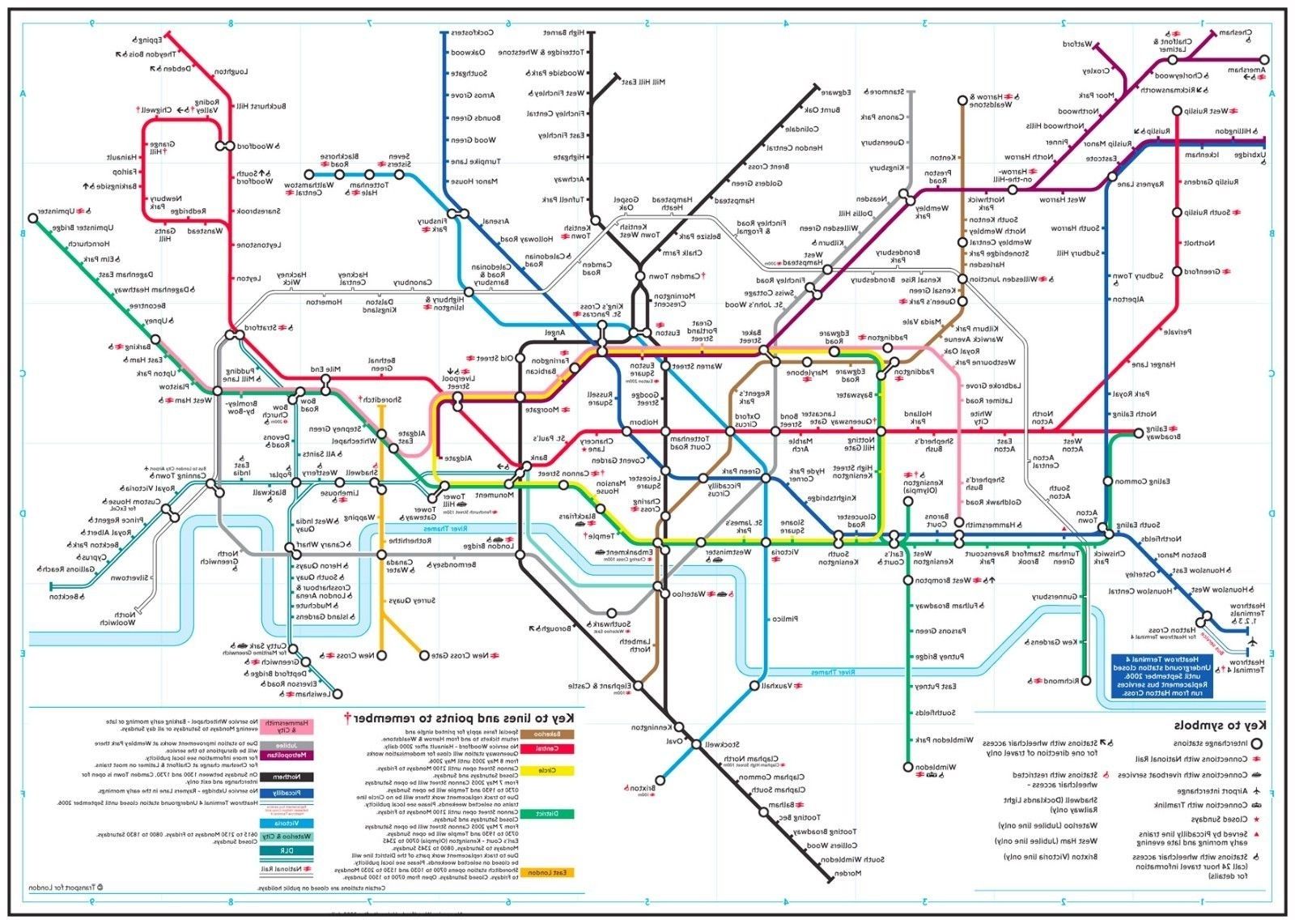 Famous Detailed London Underground Tube Map Wall Art Large Poster Print A0 Intended For Tube Map Wall Art (View 7 of 15)