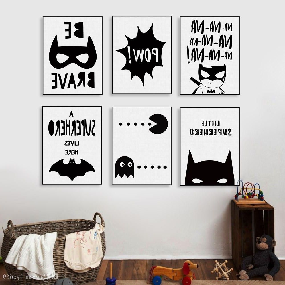 Fashionable Batman Wall Art Regarding 2018 Nordic Black White Superhero Batman Hippie Quote Poster Kids (View 2 of 15)
