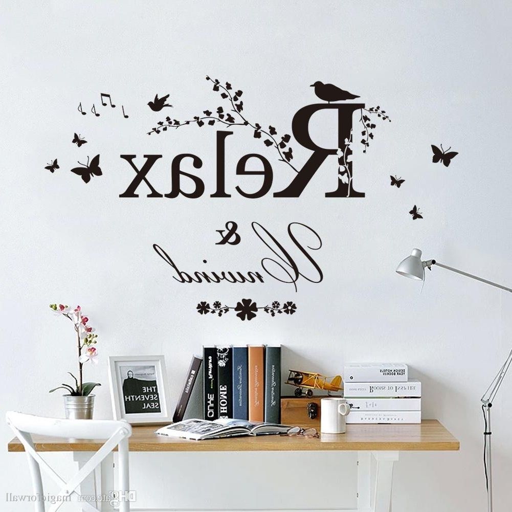 Fashionable Black Butterfly Tree Branches With Leaves Birds Wall Stickers Relax Inside Relax Wall Art (Photo 14 of 15)