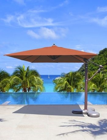 Galtech 10' X 10' Square Cantilever Offset Patio Umbrella With With Regard To Well Liked Square Cantilever Patio Umbrellas (View 13 of 15)